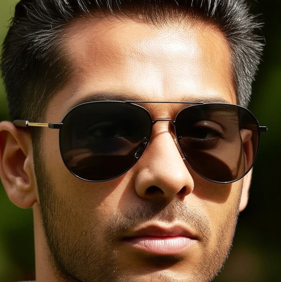THE MEN THING Sunglasses J3338 - SLATE SOAR - HD Polarised Sunglasses for Men - UV400 Protection, Stainless Steel Frame - Black Frame with Gradient Grey Lens