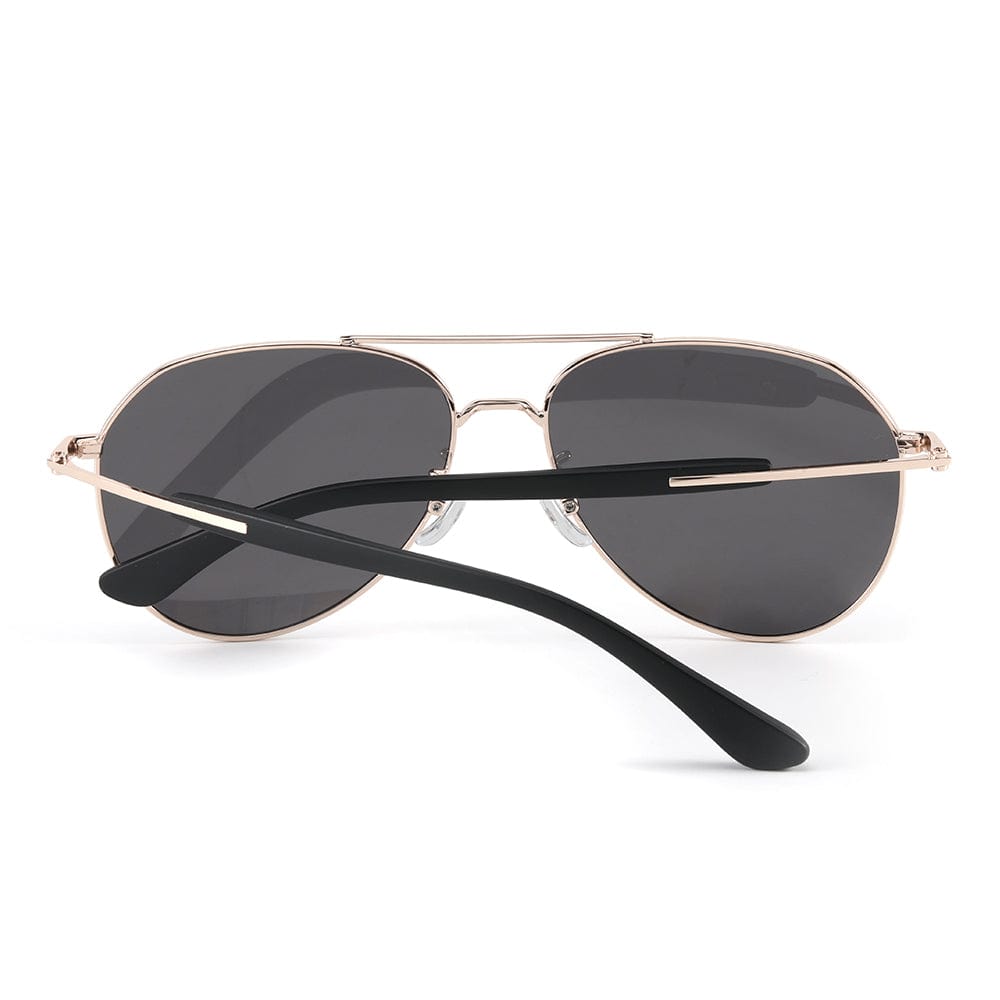 THE MEN THING Sunglasses J3338 - SLATE SOAR - HD Polarised Sunglasses for Men - UV400 Protection, Stainless Steel Frame - Gold Frame with Black Lens