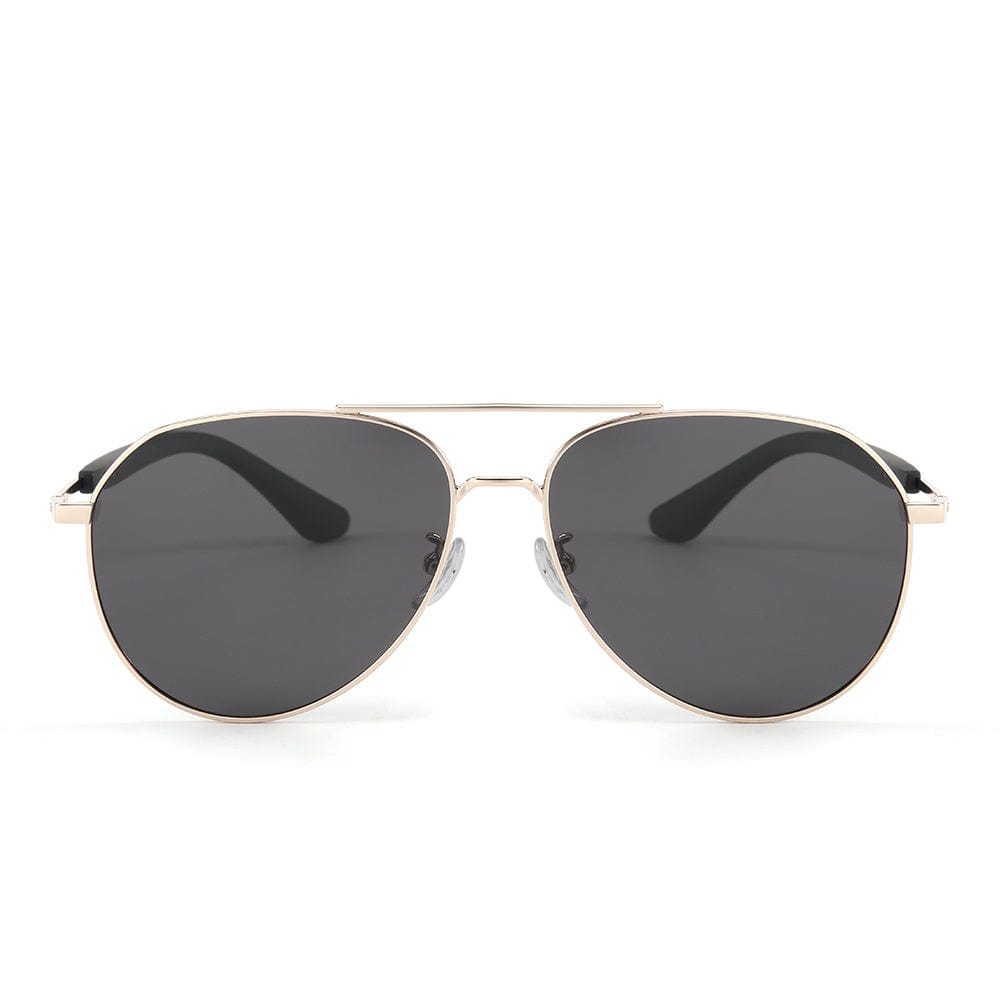 THE MEN THING Sunglasses J3338 - SLATE SOAR - HD Polarised Sunglasses for Men - UV400 Protection, Stainless Steel Frame - Gold Frame with Black Lens