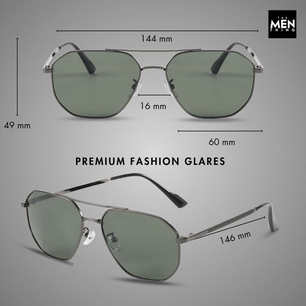 THE MEN THING Sunglasses J3347 - AMBER LUXE - HD Polarised Sunglasses for Men - UV400 Protection, Stainless Steel Frame - Black Frame with Black Lens