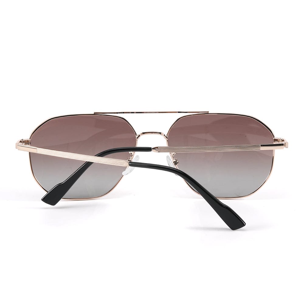THE MEN THING Sunglasses J3347 - AMBER LUXE - HD Polarised Sunglasses for Men - UV400 Protection, Stainless Steel Frame - Gold Frame with Gradient Brown Lens