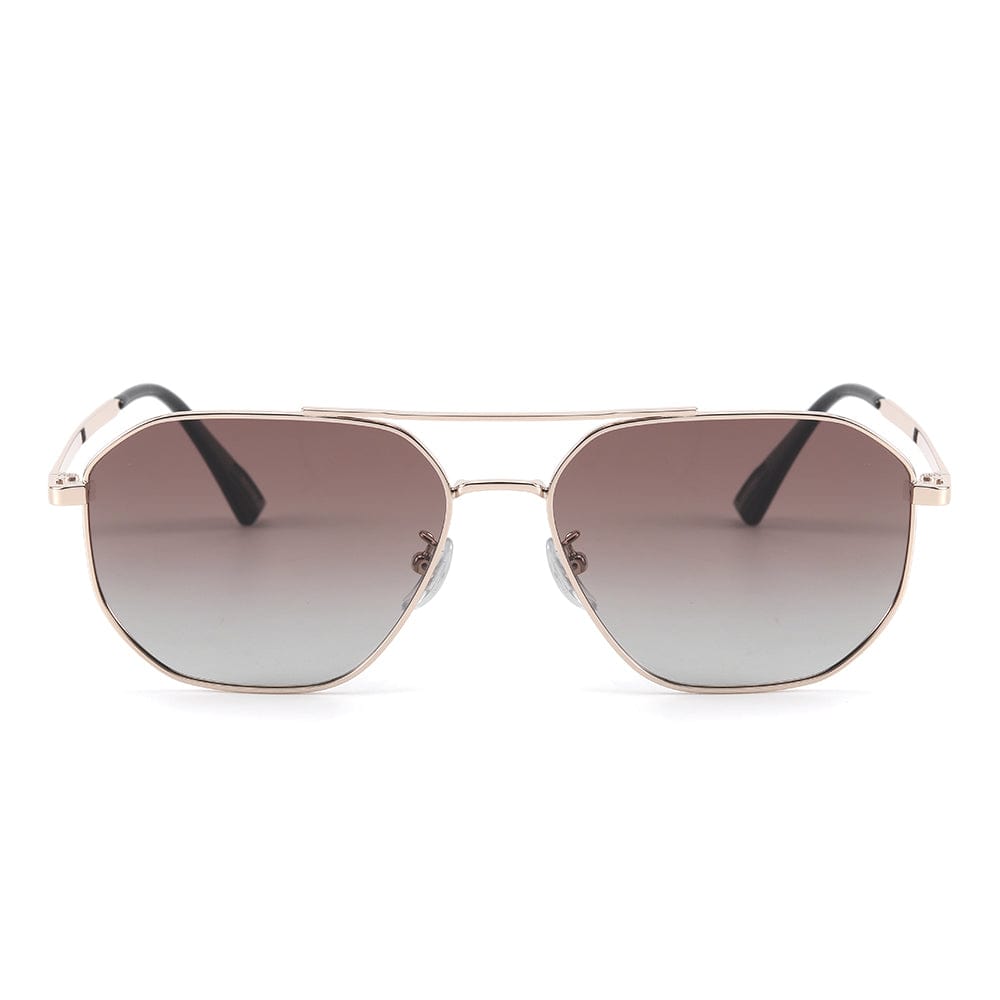 THE MEN THING Sunglasses J3347 - AMBER LUXE - HD Polarised Sunglasses for Men - UV400 Protection, Stainless Steel Frame - Gold Frame with Gradient Brown Lens