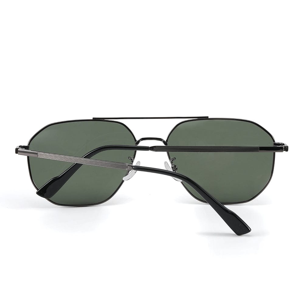 THE MEN THING Sunglasses J3347 - AMBER LUXE - HD Polarised Sunglasses for Men - UV400 Protection, Stainless Steel Frame - Gunmetal Frame with Green Lens