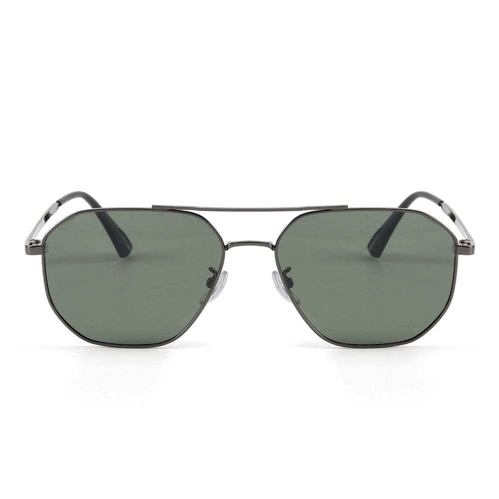 THE MEN THING Sunglasses J3347 - AMBER LUXE - HD Polarised Sunglasses for Men - UV400 Protection, Stainless Steel Frame - Gunmetal Frame with Green Lens