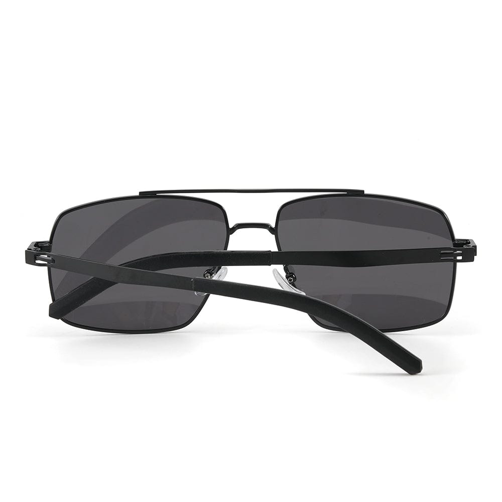 THE MEN THING Sunglasses J3348 - VORTEX SHADE - HD Polarised Sunglasses for Men - UV400 Protection, Stainless Steel Frame - Black Frame with Black Lens