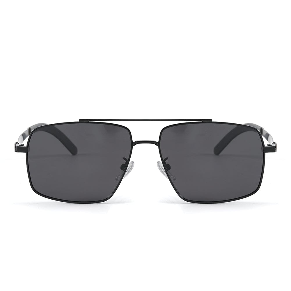 THE MEN THING Sunglasses J3348 - VORTEX SHADE - HD Polarised Sunglasses for Men - UV400 Protection, Stainless Steel Frame - Black Frame with Black Lens