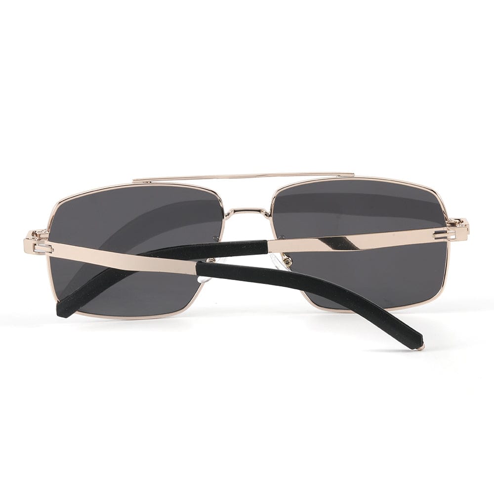 THE MEN THING Sunglasses J3348 - VORTEX SHADE - HD Polarised Sunglasses for Men - UV400 Protection, Stainless Steel Frame - Gold Frame with Black Lens