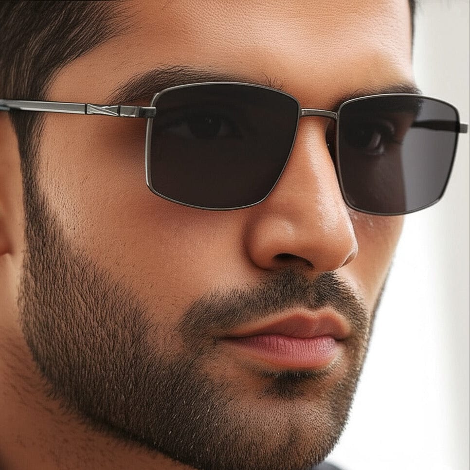 THE MEN THING Sunglasses J3351 - MISTY NOIR - HD Polarised Sunglasses for Men - UV400 Protection, Stainless Steel Frame - Black Frame with Black Lens
