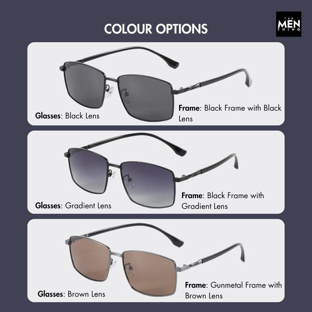 THE MEN THING Sunglasses J3351 - MISTY NOIR - HD Polarised Sunglasses for Men - UV400 Protection, Stainless Steel Frame - Black Frame with Black Lens