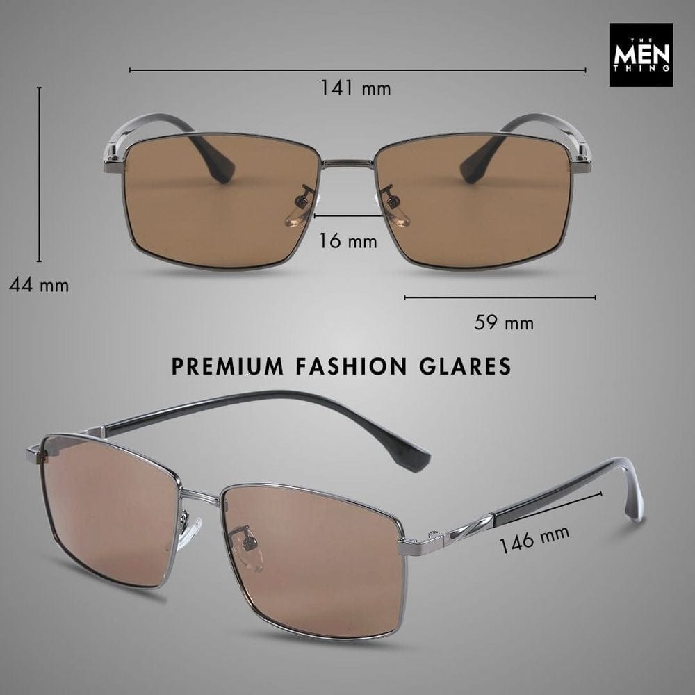 THE MEN THING Sunglasses J3351 - MISTY NOIR - HD Polarised Sunglasses for Men - UV400 Protection, Stainless Steel Frame - Black Frame with Black Lens