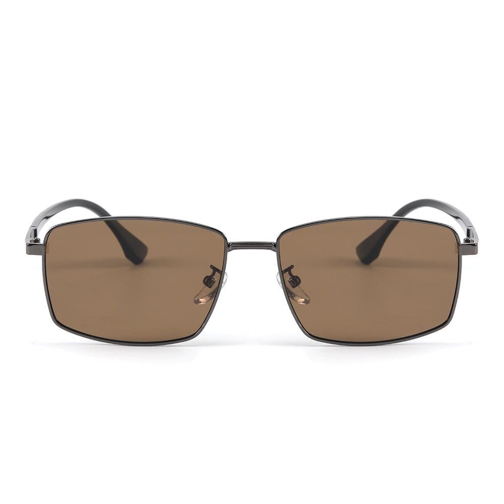THE MEN THING Sunglasses J3351 - MISTY NOIR - HD Polarised Sunglasses for Men - UV400 Protection, Stainless Steel Frame - Gunmetal Frame with Brown Lens