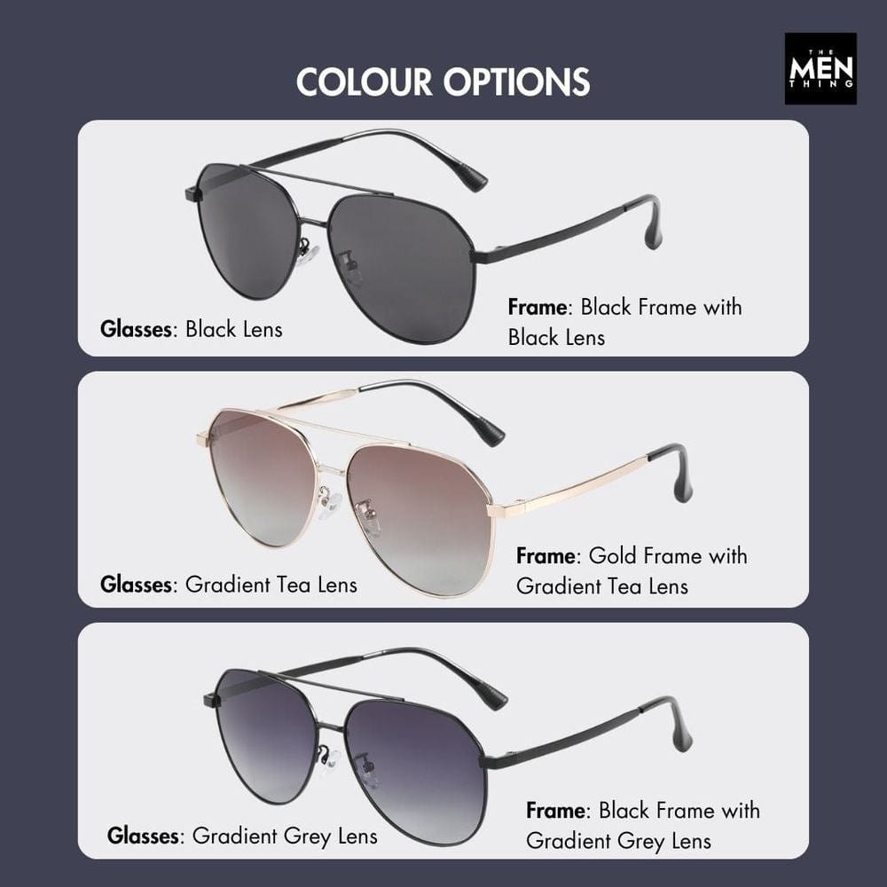 THE MEN THING Sunglasses J3352 - AETHER VISION - HD Polarised Sunglasses for Men - UV400 Protection, Stainless Steel Frame - Black Frame with Black Lens