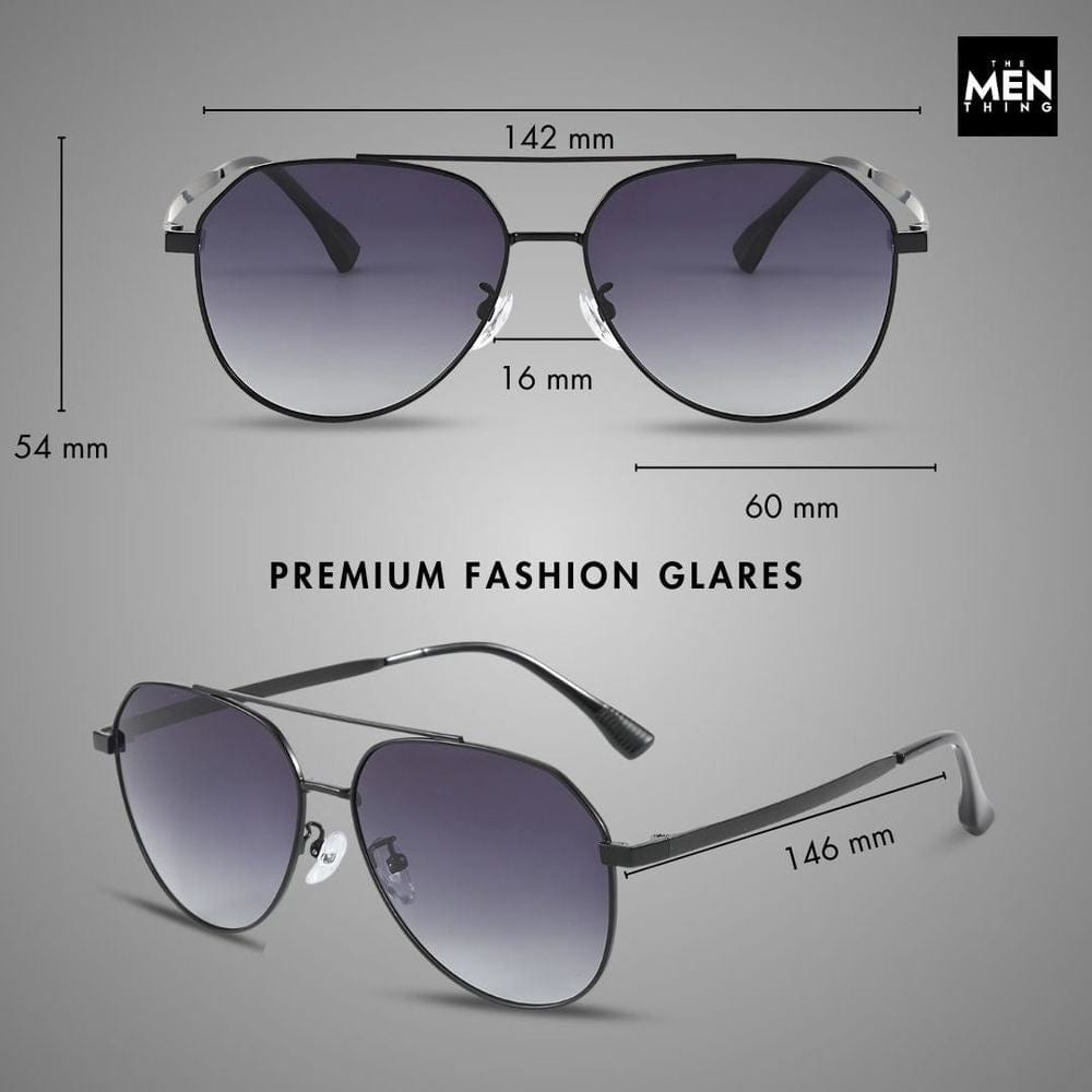 THE MEN THING Sunglasses J3352 - AETHER VISION - HD Polarised Sunglasses for Men - UV400 Protection, Stainless Steel Frame - Black Frame with Black Lens