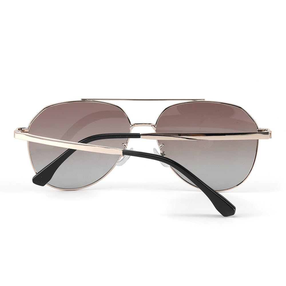 THE MEN THING Sunglasses J3352 - AETHER VISION - HD Polarised Sunglasses for Men - UV400 Protection, Stainless Steel Frame - Gold Frame with Gradient Tea Lens