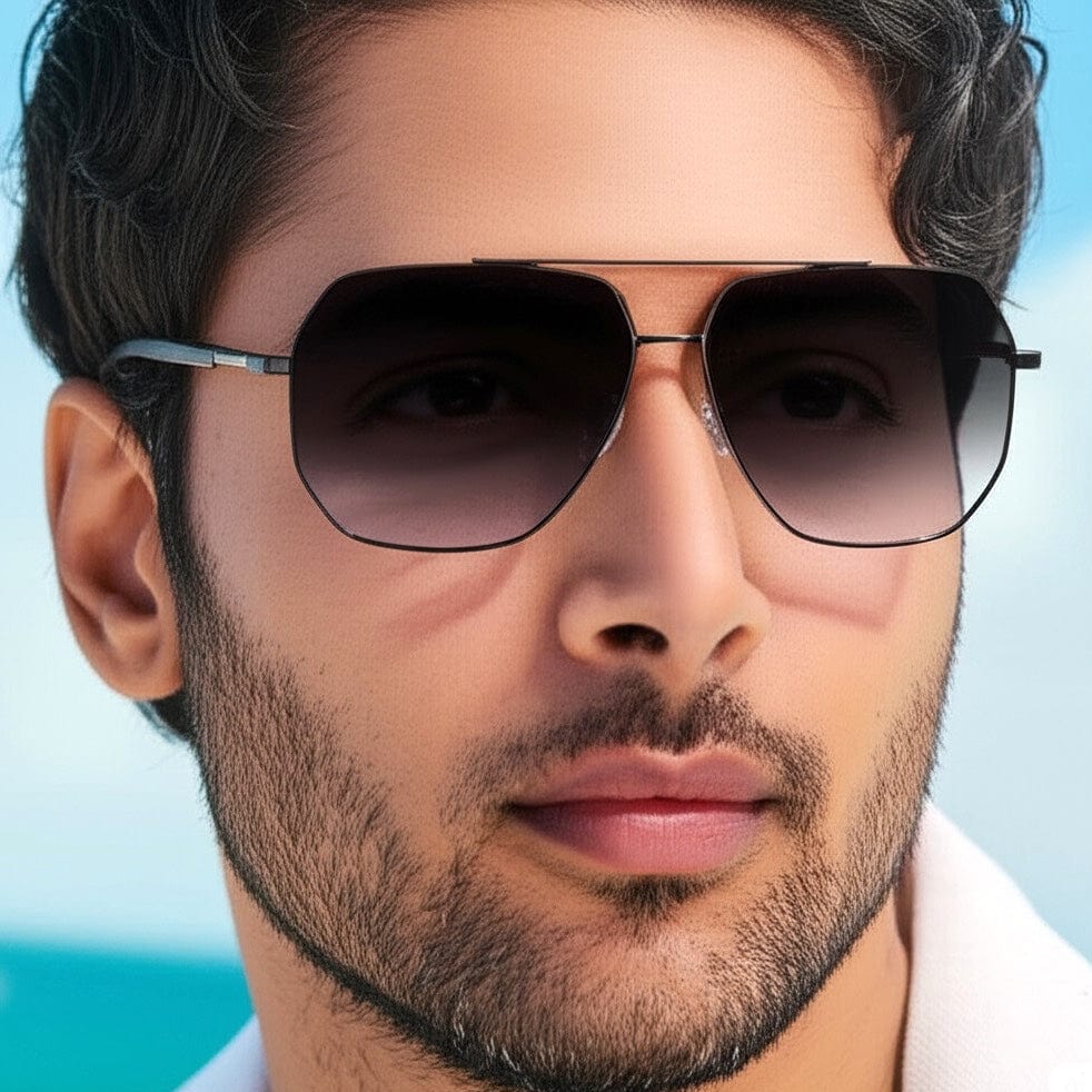 THE MEN THING Sunglasses J3354 - NOVA SHADE - HD Polarised Sunglasses for Men - UV400 Protection, Stainless Steel Frame - Black Frame with Gradient Grey Lens