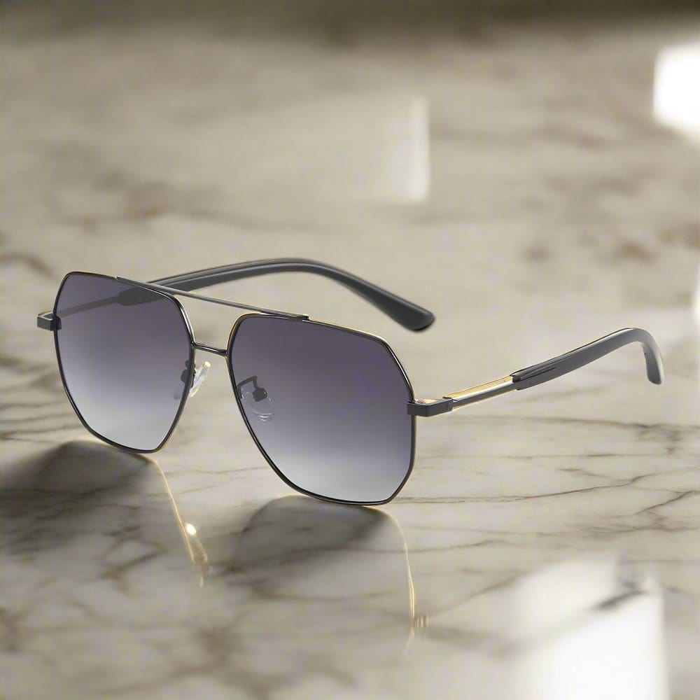 THE MEN THING Sunglasses J3354 - NOVA SHADE - HD Polarised Sunglasses for Men - UV400 Protection, Stainless Steel Frame - Black Frame with Gradient Grey Lens