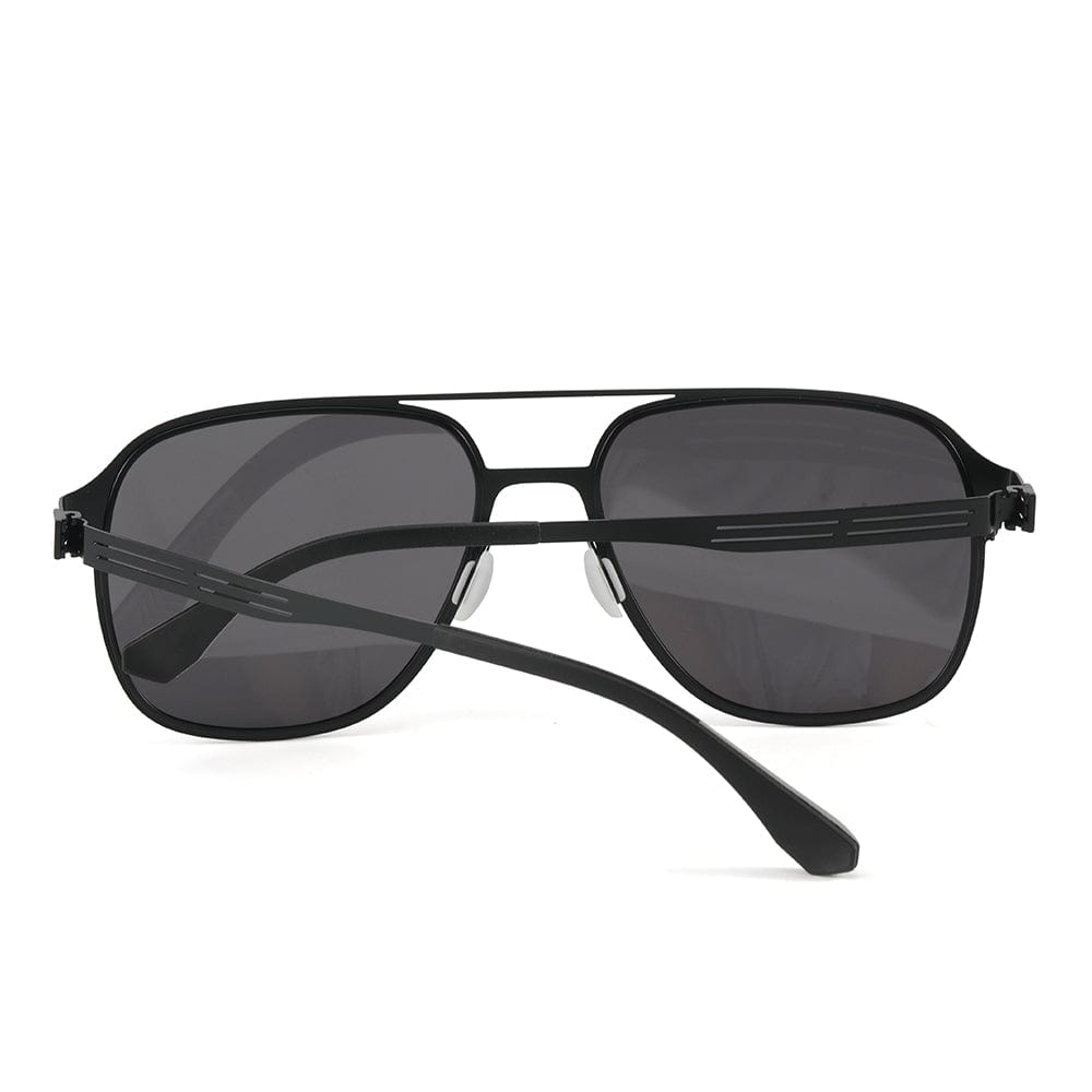 THE MEN THING Sunglasses J3362 -JETSETTER VISION - HD Polarised Sunglasses for Men - UV400 Protection, Stainless Steel Frame - Black Frame with Black Lens
