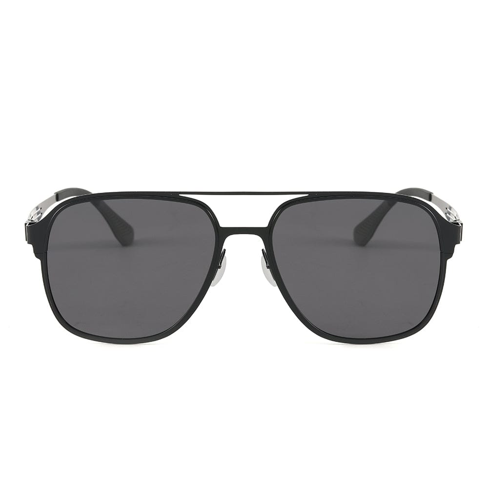 THE MEN THING Sunglasses J3362 -JETSETTER VISION - HD Polarised Sunglasses for Men - UV400 Protection, Stainless Steel Frame - Black Frame with Black Lens