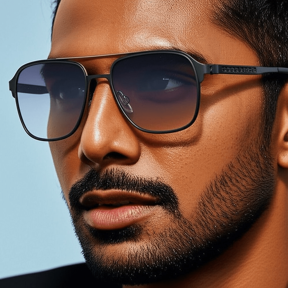 THE MEN THING Sunglasses J3362 -JETSETTER VISION - HD Polarised Sunglasses for Men - UV400 Protection, Stainless Steel Frame - Black Frame with Gradient Grey Lens
