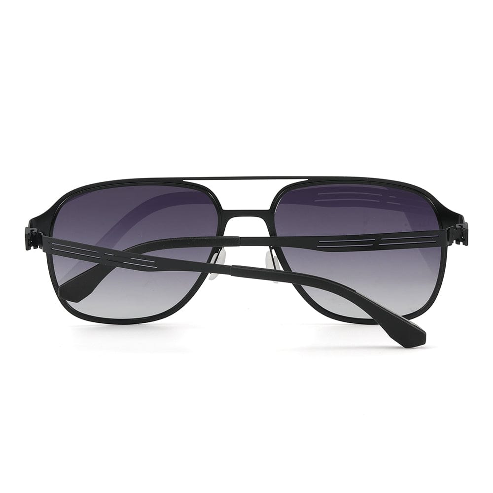 THE MEN THING Sunglasses J3362 -JETSETTER VISION - HD Polarised Sunglasses for Men - UV400 Protection, Stainless Steel Frame - Black Frame with Gradient Grey Lens