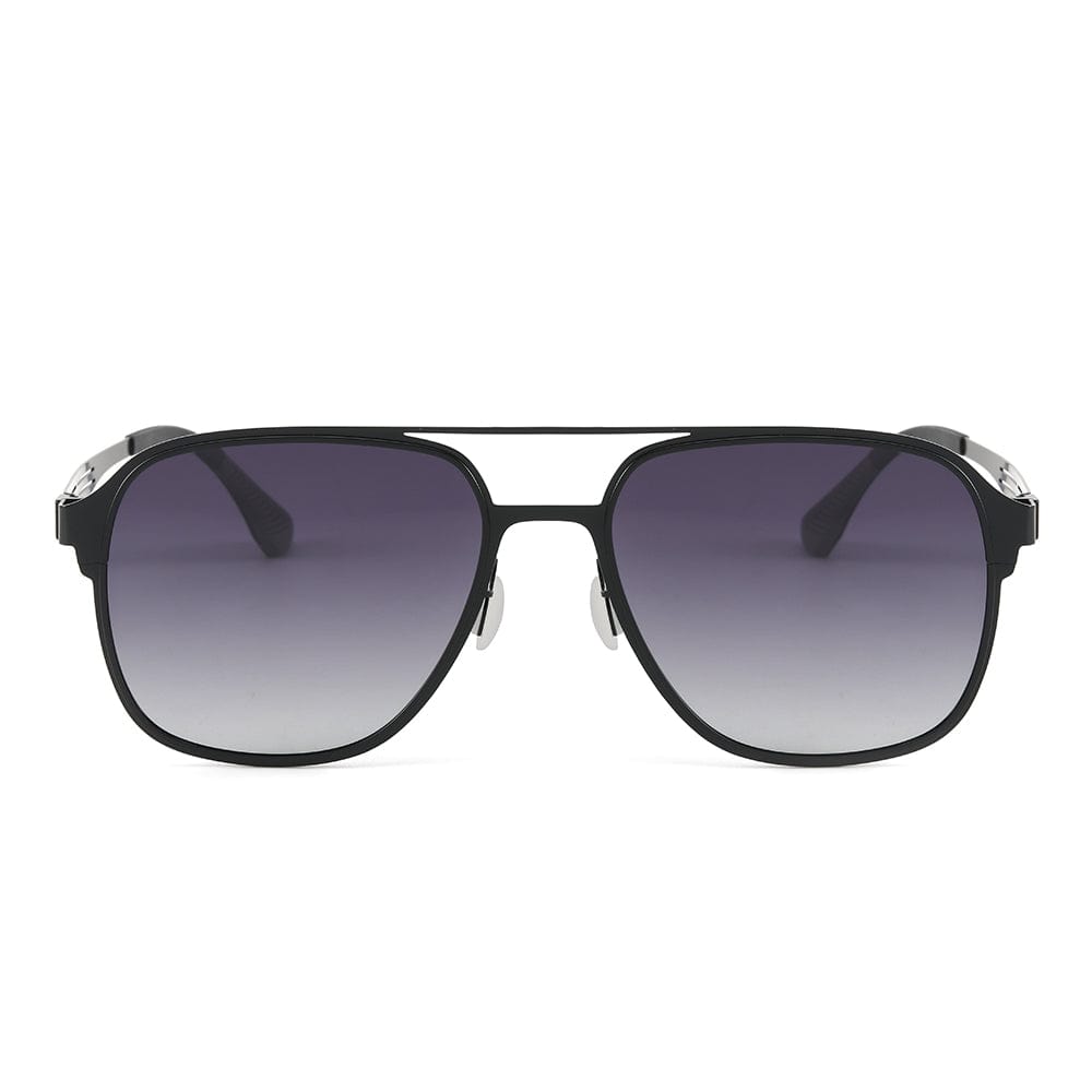 THE MEN THING Sunglasses J3362 -JETSETTER VISION - HD Polarised Sunglasses for Men - UV400 Protection, Stainless Steel Frame - Black Frame with Gradient Grey Lens