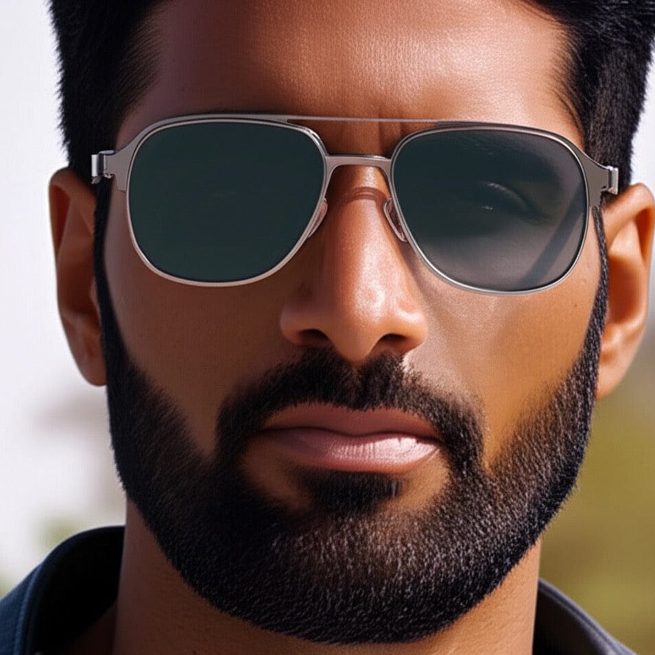 THE MEN THING Sunglasses J3362 -JETSETTER VISION - HD Polarised Sunglasses for Men - UV400 Protection, Stainless Steel Frame - Gunmetal Frame with Black Grey Lens