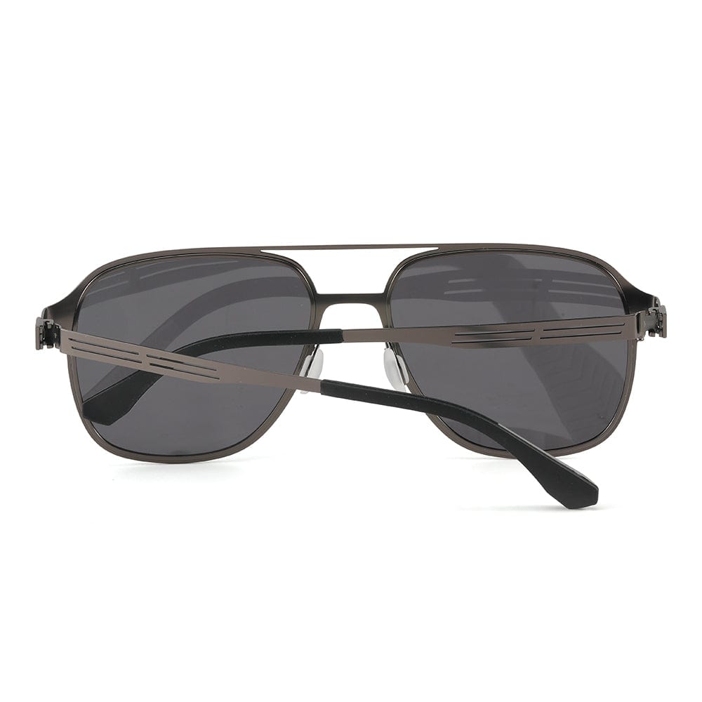 THE MEN THING Sunglasses J3362 -JETSETTER VISION - HD Polarised Sunglasses for Men - UV400 Protection, Stainless Steel Frame - Gunmetal Frame with Black Grey Lens