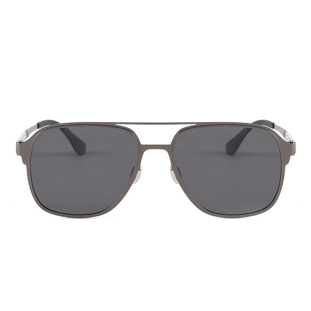 THE MEN THING Sunglasses J3362 -JETSETTER VISION - HD Polarised Sunglasses for Men - UV400 Protection, Stainless Steel Frame - Gunmetal Frame with Black Grey Lens