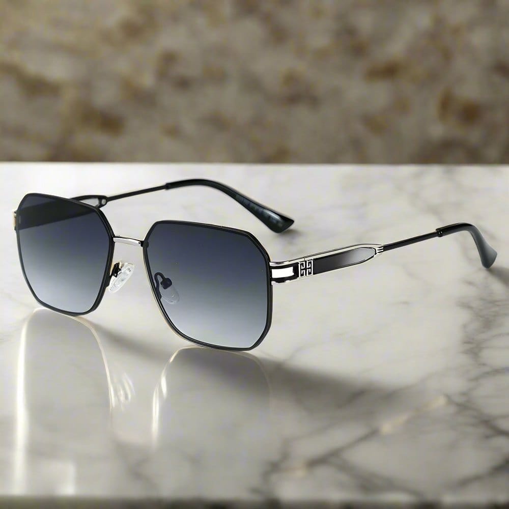 THE MEN THING Sunglasses Silver Gradient Grey 33155 - GRAPHITE LUXE - HD Polarised Sunglasses for Men - UV400 Protection, Stainless Steel Frame