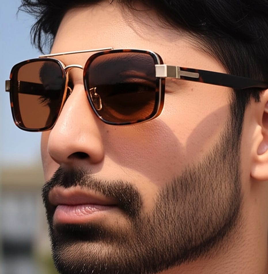 THE MEN THING Sunglasses Solid Brown S15106 BOLD MERIDIAN HD Polarized Sunglasses for Men - UV400 Protection, Stainless Steel Frame