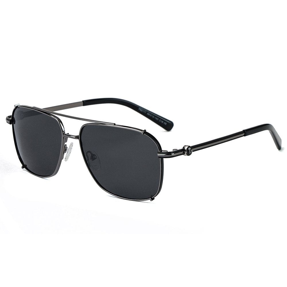 THE MEN THING Sunglasses Solid Grey Black 2177 ASH CREST HD Polarized Sunglasses for Men - UV400 Protection, Stainless Steel Frame