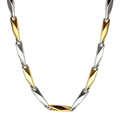 RICE CHAIN - Gold Silver Tone - Pure Stainless Steel 24inch - European Trending Style for Men & Boys
