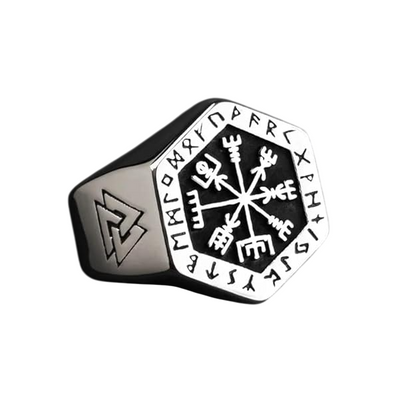 TOTEM COMPASS VIKING - Titanium Ring (Silver - Size 17-22- 24)