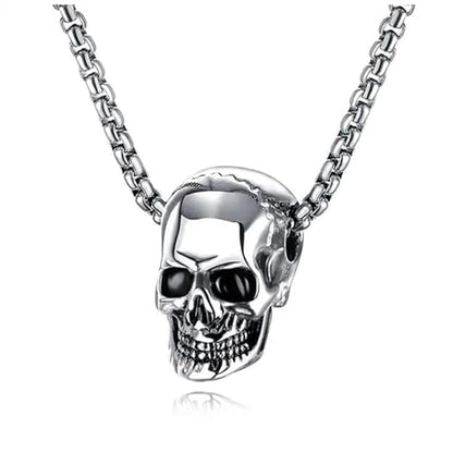 SKULL HARD (T) - Pure Titanium Steel Pendant with Stainless Steel 24inch Round Box Chain, European trending Style for Men & Boy