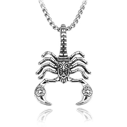KINGSCORP (T) - Pure Titanium Steel Scorpion Pendant with Stainless Steel 24inch Round Box Chain, European trending Style for Men & Boy