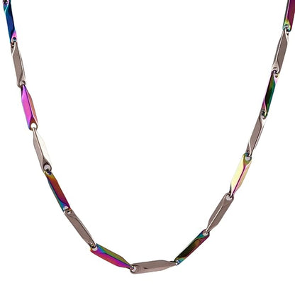 THE MEN THING Pure Stainless Steel MultiColor Rice Chain 24inch - European Trending Style - Necklace for Men & Boy
