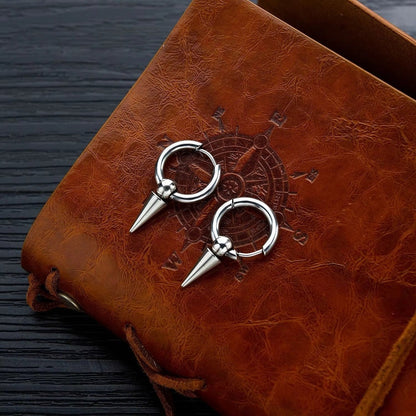 SPIREHOOP - SILVER - Pure Titanium Steel Ear Hoop Earrings for Men & Boys (2 Pcs)