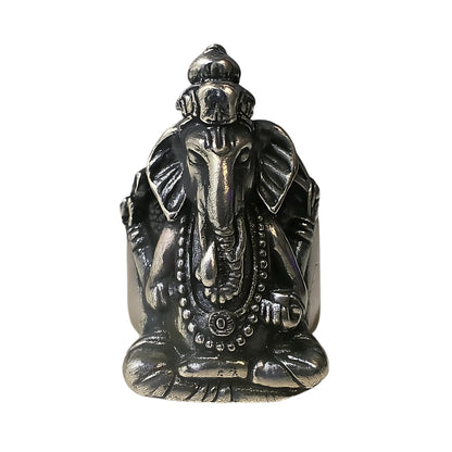 COSMIC GANPATHI RING - Pure Stainless Steel Men’s Steel-Plated Ring – Statement Luxury Jewelry (Size : 16-22-24-27)