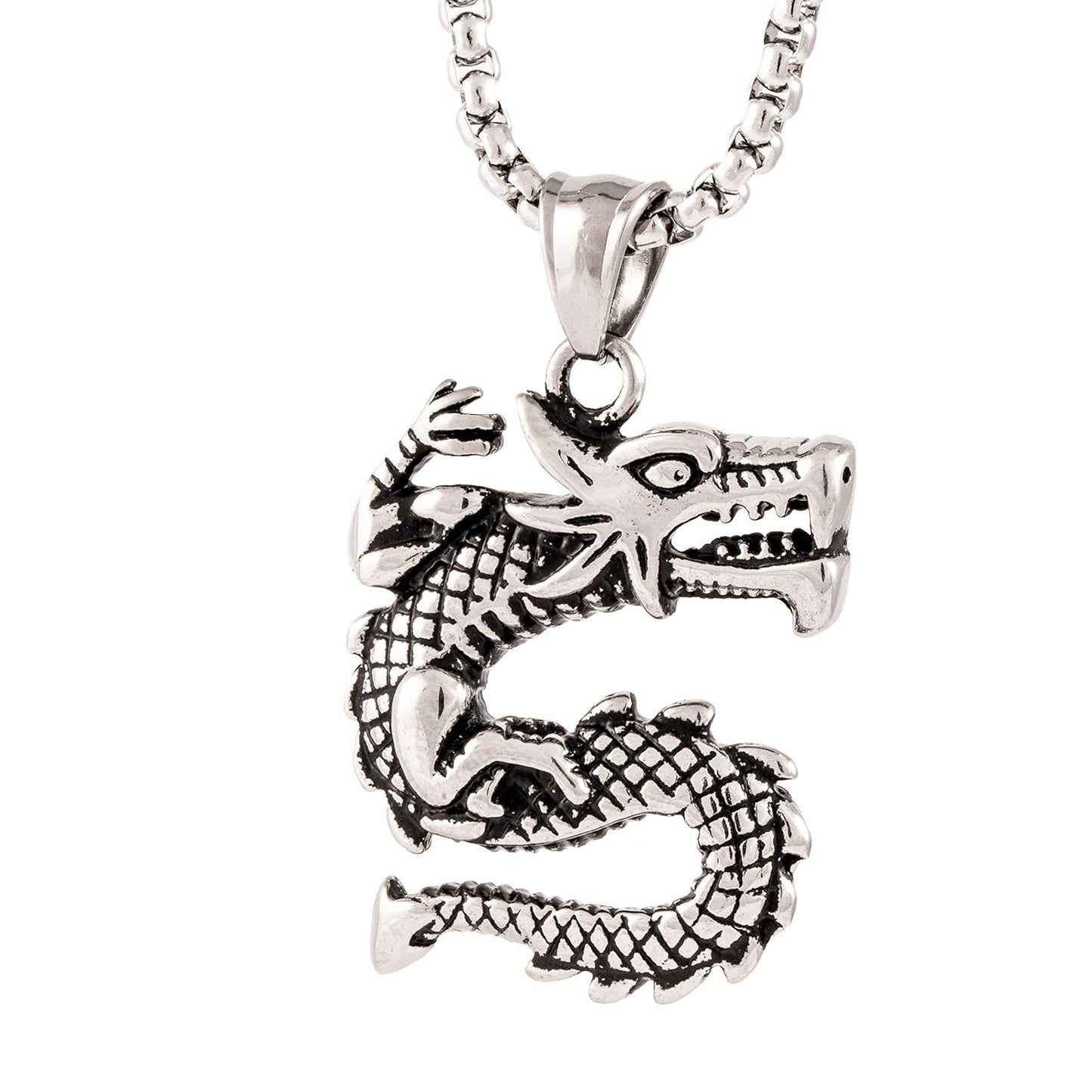 DRAGON WATCH  -  Pure Titanium Steel Pendant with 24inch Round Box Chain for Men & Boys