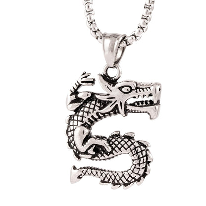 DRAGON WATCH  -  Pure Titanium Steel Pendant with 24inch Round Box Chain for Men & Boys