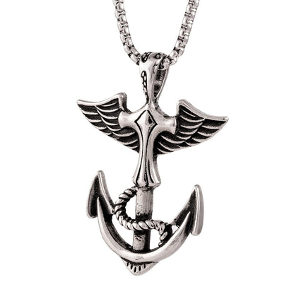 ANCHOR OF LIFE -  Pure Titanium Steel Pendant with 24inch Round Box Chain for Men & Boys