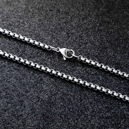 THE MEN THING 28 Inch Chain - ROUNDED BOX - 3mm Chain Stainless Steel