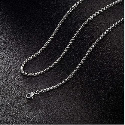 THE MEN THING 28 Inch Chain - ROUNDED BOX - 3mm Chain Stainless Steel