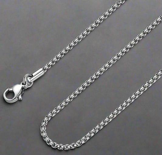 THE MEN THING 28 Inch Chain - ROUNDED BOX - 3mm Chain Stainless Steel