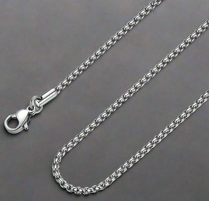 THE MEN THING 28 Inch Chain - ROUNDED BOX - 3mm Chain Stainless Steel