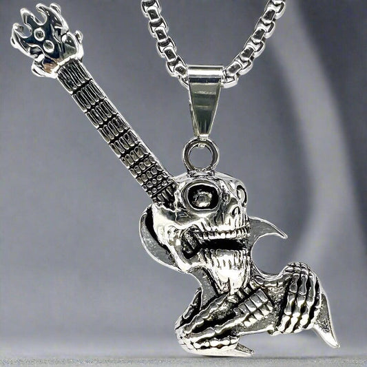 THE MEN THING Alloy Pendant with Chain ROCKER - Alloy Pendant with Pure Stainless Steel 24inch Chain for Men, European trending Style - Round Box Chain for Men & Boy