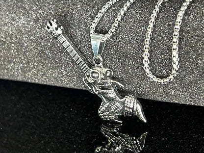 THE MEN THING Alloy Pendant with Chain ROCKER - Alloy Pendant with Pure Stainless Steel 24inch Chain for Men, European trending Style - Round Box Chain for Men & Boy