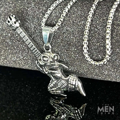 THE MEN THING Alloy Pendant with Chain ROCKER - Alloy Pendant with Pure Stainless Steel 24inch Chain for Men, European trending Style - Round Box Chain for Men & Boy
