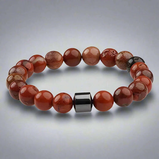 THE MEN THING Bead Bracelet AZURITE VOLCANIC -  Beads Bracelet with Natural Stone - 7 inch Stretch Bracelet