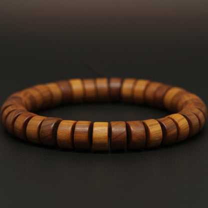 THE MEN THING Bead Bracelet CEDAR CORE  - 10mm Wooden Beads Bracelet with Natural Stone - Adjustable Bracelet